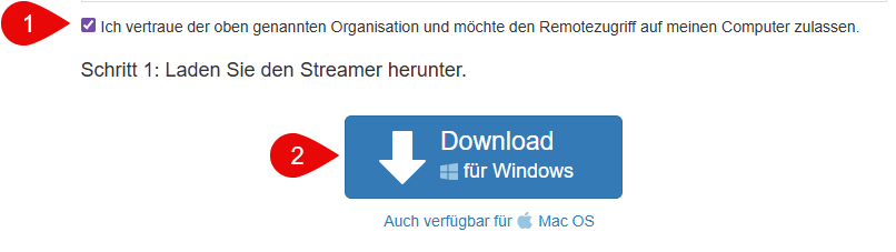 Screenshot: Splashtop Streamer Installationsfenster mit dem Button 'Installieren'